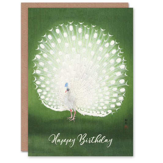 Ohara Koson Peacock Bird Vintage Japanese Birthday Card