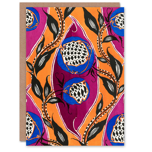 Eugene Seguy Oriental Style Flower Pattern Greetings Card