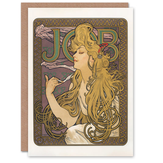 Alphonse Mucha Job Paper Vintage Advert Art Nouveau Greetings Card
