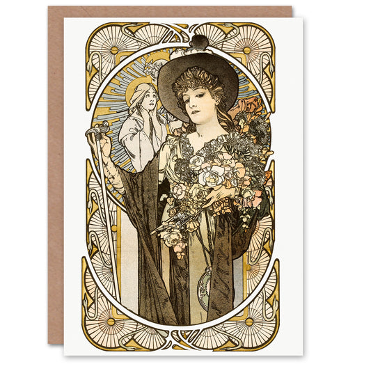 Alphonse Mucha La Tosca Theatre Play Vintage Advert Greetings Card