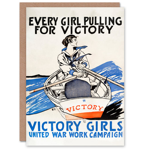 Edward Penfield Every Girl Pulling for Victory Greetings Card