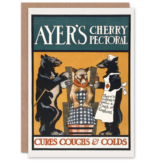 Edward Penfield Vintage Ayers Cherry Pectoral Advert Greetings Card