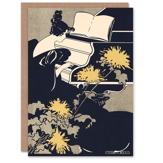 Ethel Reed Miss Traumerei Piano Book Cover Greetings Card
