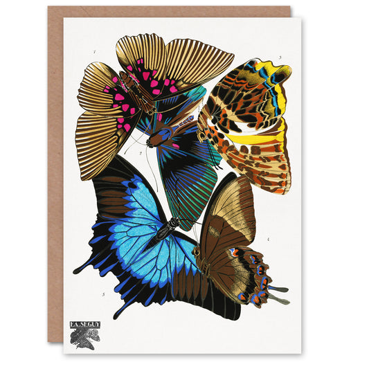 Eugene Seguy Colourful Vintage Butterflies Greetings Card