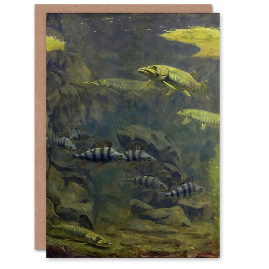 Gerrit Willem Dijsselhof Pike and Perch in Aquarium Greetings Card