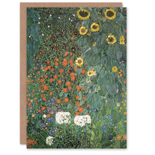 Gustav Klimt Farm Garden with Sunflowers Greetings Card