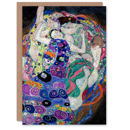 Gustav Klimt The Virgin Maiden Colourful Painting Greetings Card