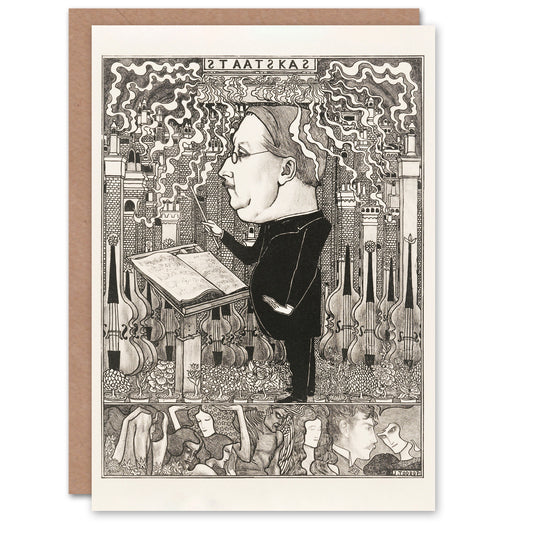 Jan Toorop Conductor with Violins and Smoking Chimneys Greetings Card