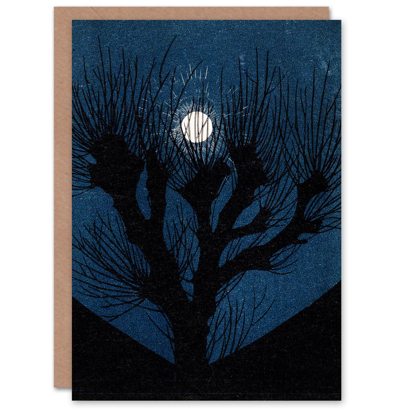 Julie de Graag Full Moon Light and Tree Silhouette Greetings Card