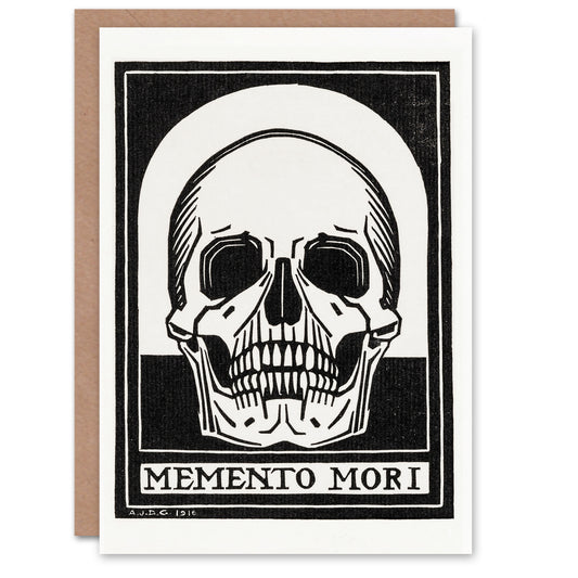 Julie de Graag Memento Mori Skull Black and White Greetings Card