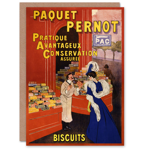 Leonetto Cappiello Biscuits Pernot Vintage Advert Greetings Card