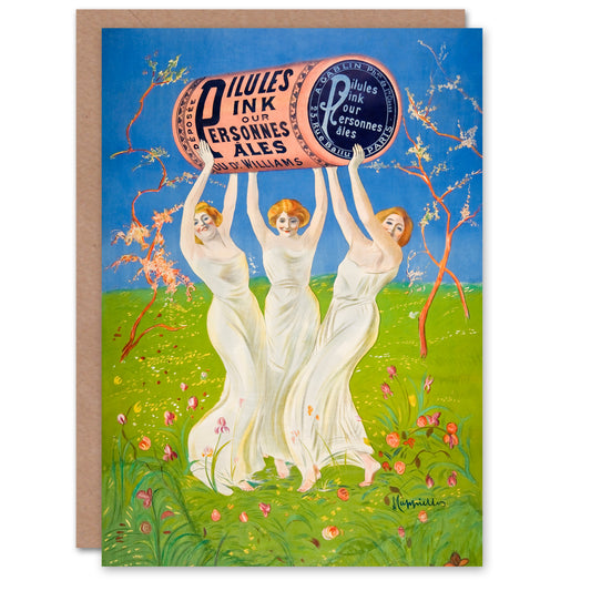Leonetto Cappiello Pink Pills for Pale People Vintage Advert Greetings Card