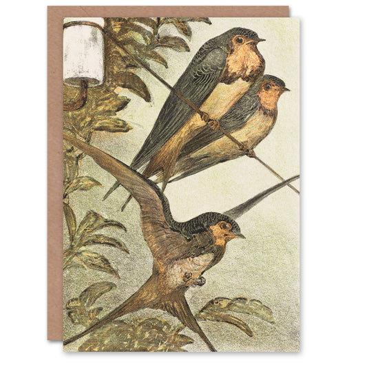 Theo van Hoytema Three Swallows Urban Spring Greetings Card