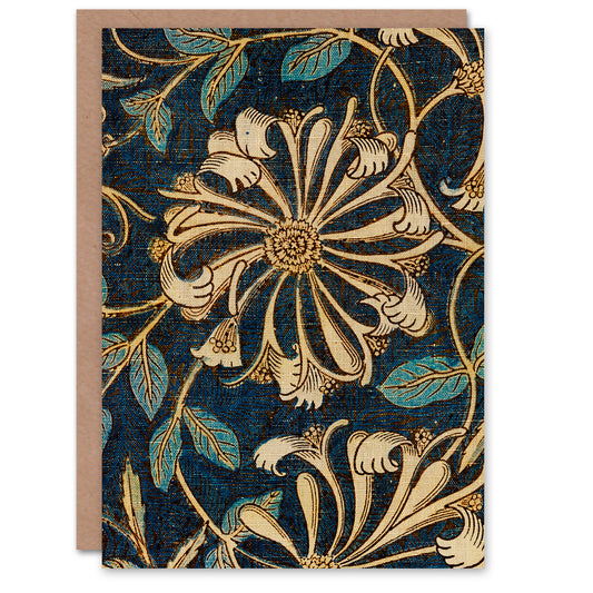 William Morris Honeysuckle Flower Detail Greetings Card