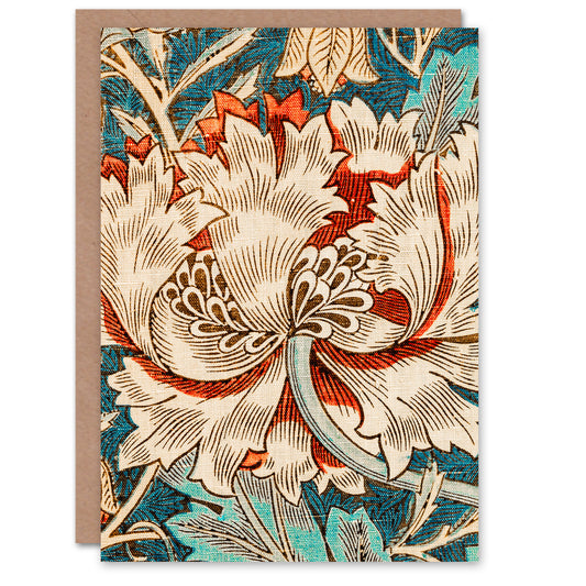 William Morris Honeysuckle Bloom Textile Detail Greetings Card