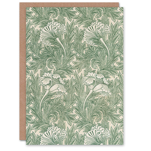 William Morris Tulip Flower Nouveau Pattern Greetings Card
