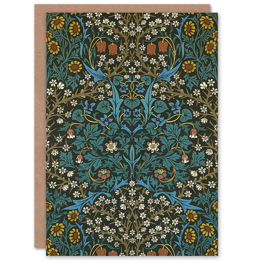 William Morris Tulip and Daisy Flowers Pattern Greetings Card