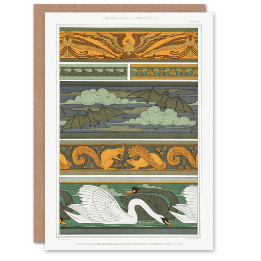 Maurice Pillard Verneuil Birds Bats Squirrels Swans Greetings Card