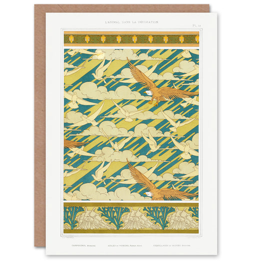 Maurice Pillard Verneuil Eagles Doves and Sea Shell Patterns Greetings Card