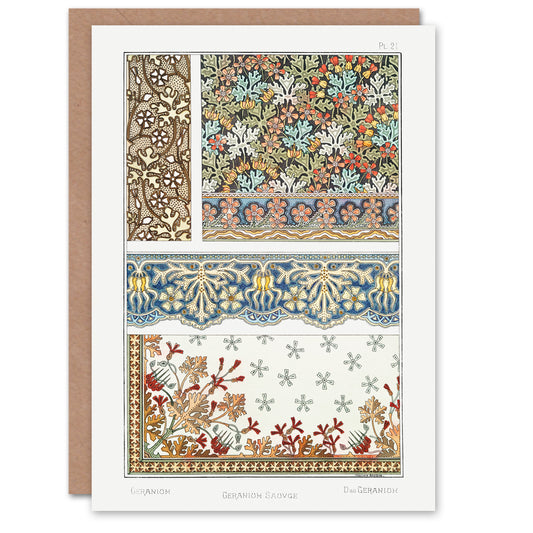 Maurice Pillard Verneuil Geranium Floral Patterns Greetings Card