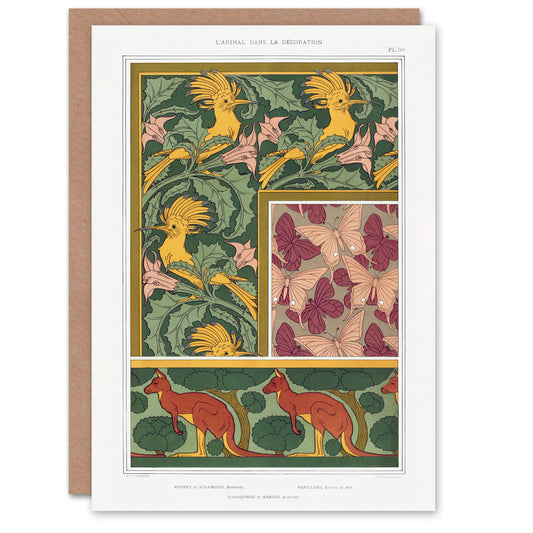Maurice Pillard Verneuil Hoopoe Birds Butterflies Kangaroo Greetings Card