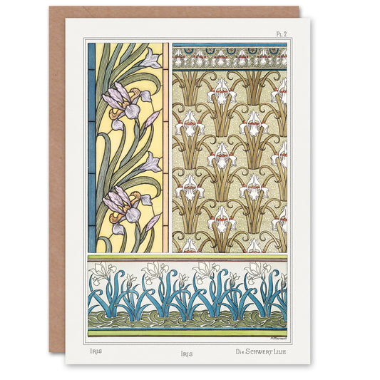 Maurice Pillard Verneuil Iris Floral Patterns Greetings Card