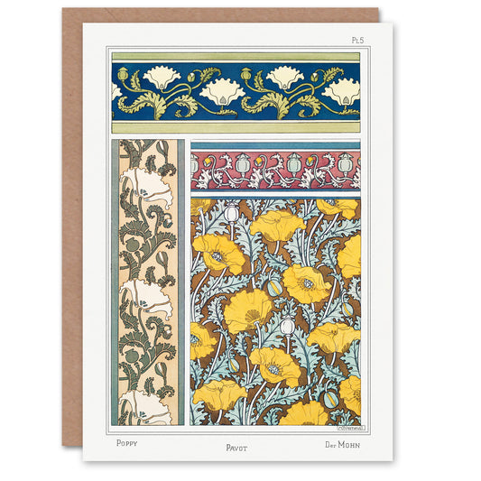 Maurice Pillard Verneuil Poppy Flower Patterns Greetings Card