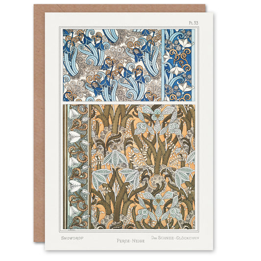 Verneuil Snowdrops Nouveau Floral Patterns Greetings Card