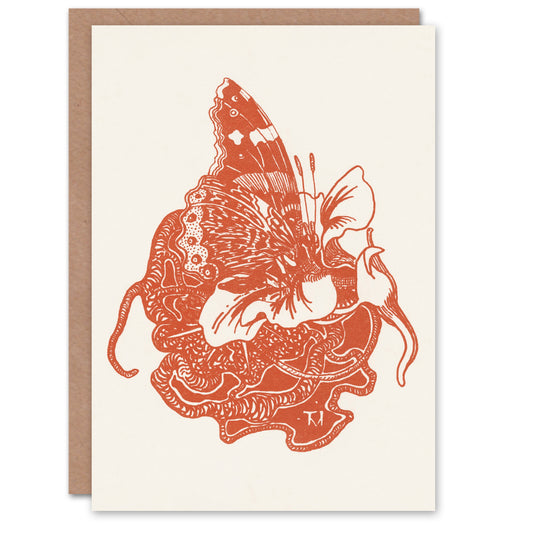 Theo van Hoytema Butterfly on Nasturtium Flower Greetings Card