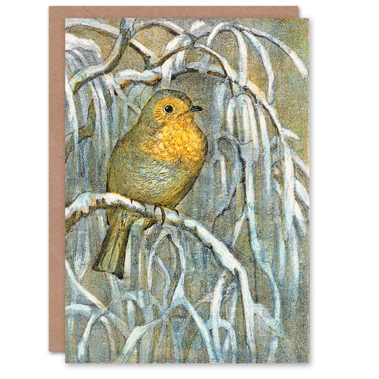 Theo van Hoytema Robin on Snowy Tree Branch Greetings Card