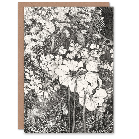 Theo van Hoytema Spring Flowers Black and White Greetings Card