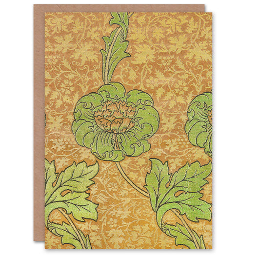 William Morris Flower Bloom Textile Detail Greetings Card