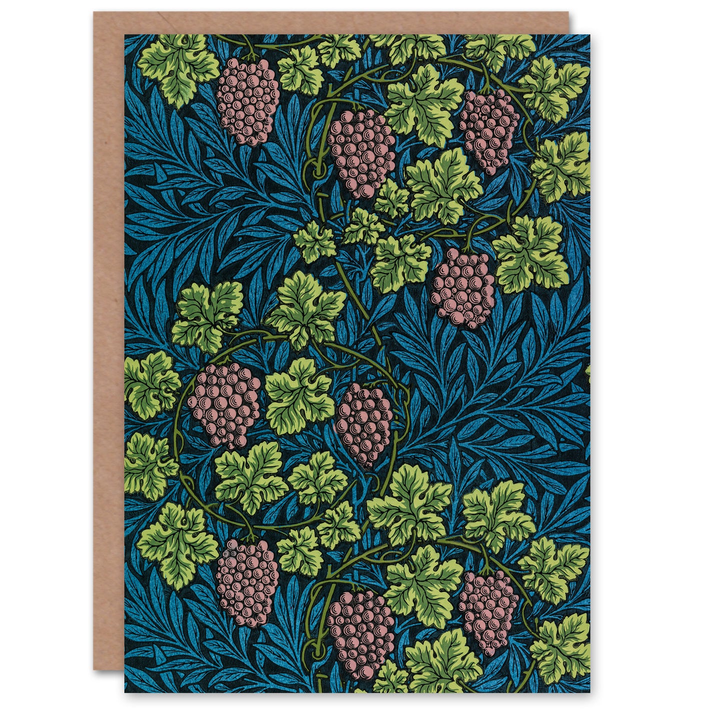 William Morris Grape Vine and Leaves Pattern Greetings Card