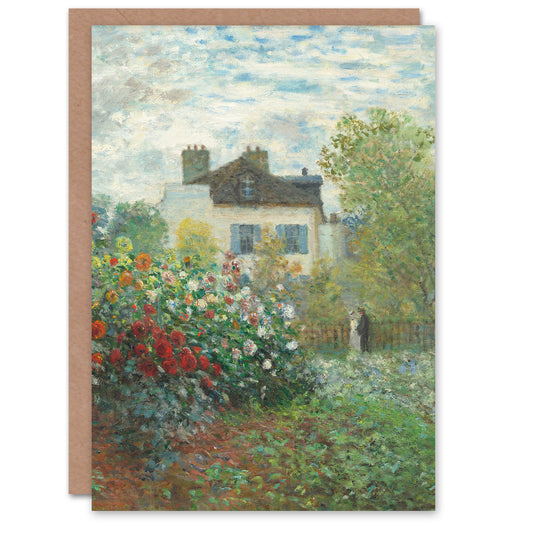 Claude Monet Corner of the Garden with Dahlias Greetings Card