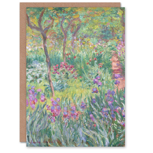 Claude Monet Garden in Giverny Lilac Flowers Greetings Card