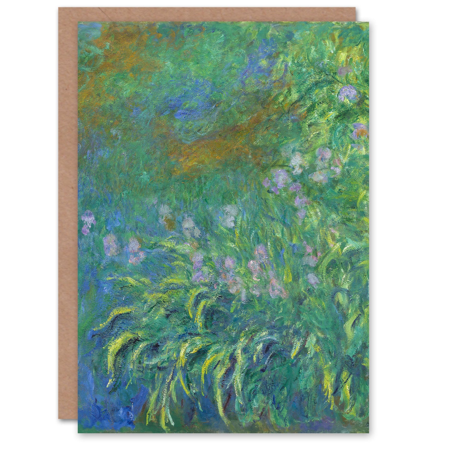 Claude Monet Irises Spring Garden Flowers Greetings Card