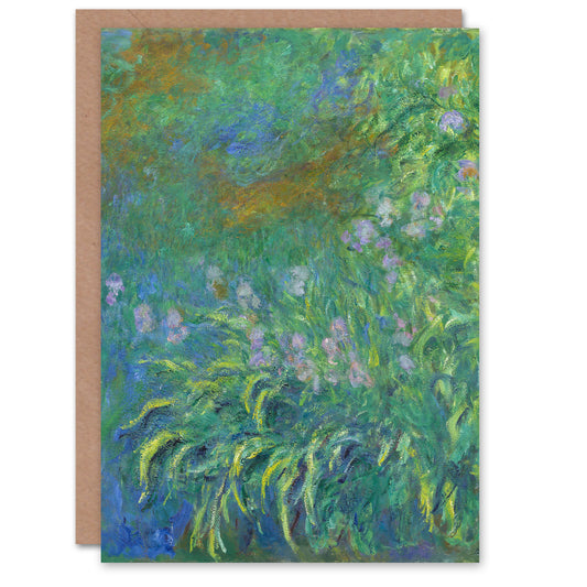 Claude Monet Irises Spring Garden Flowers Greetings Card