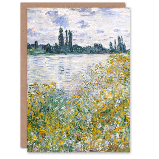 Claude Monet Island with Flowers near Vetheuil Greetings Card