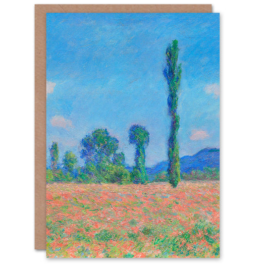 Claude Monet Poppy Field in Giverny Landscape Greetings Card