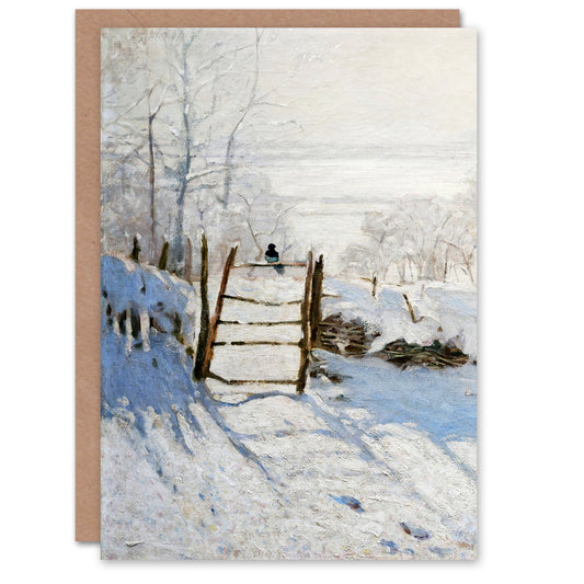 Claude Monet The Magpie Winter Landscape Greetings Card