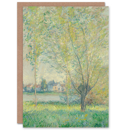 Claude Monet The Willows Landscape Painting Greetings Card