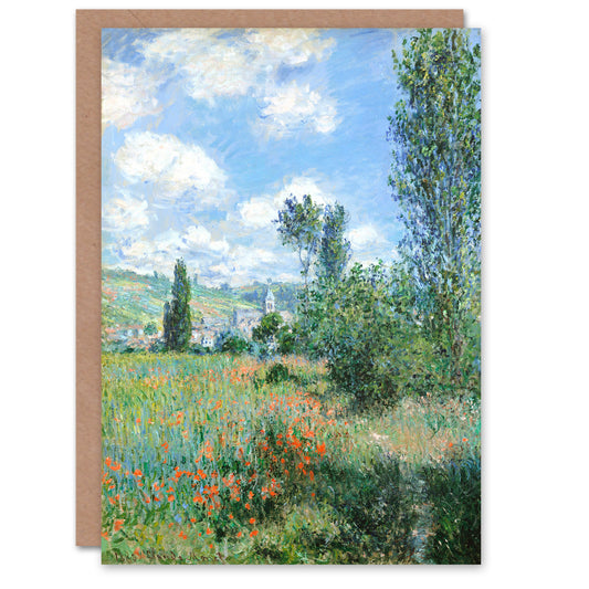 Claude Monet View of Vetheuil Spring Landscape Greetings Card