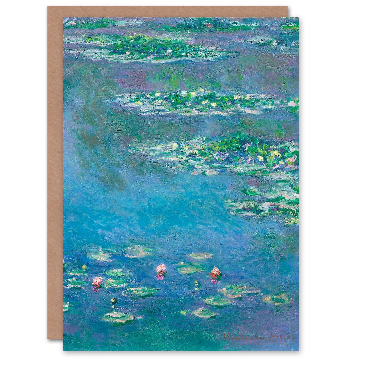 Claude Monet Water Lilies Impressionist Painting Greetings Card