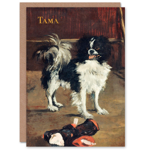 Edouard Manet Tama the Japanese Dog Portrait Greetings Card