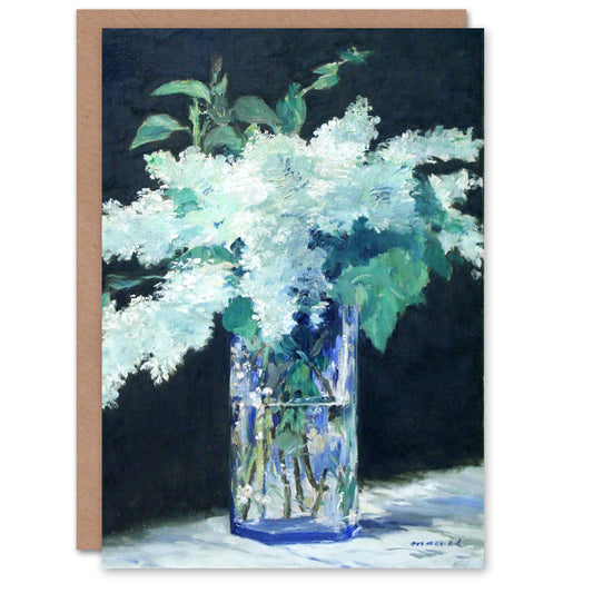 Edouard Manet White Lilacs in Glass Vase Greetings Card