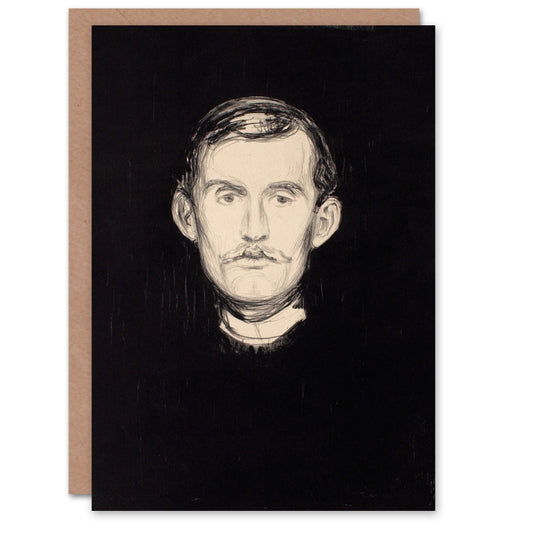 Edvard Munch Artist Self Portrait Drawing 1895 Greetings Card