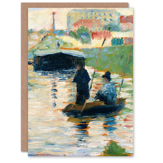 Georges Seurat Fishermen View of the Seine Greetings Card