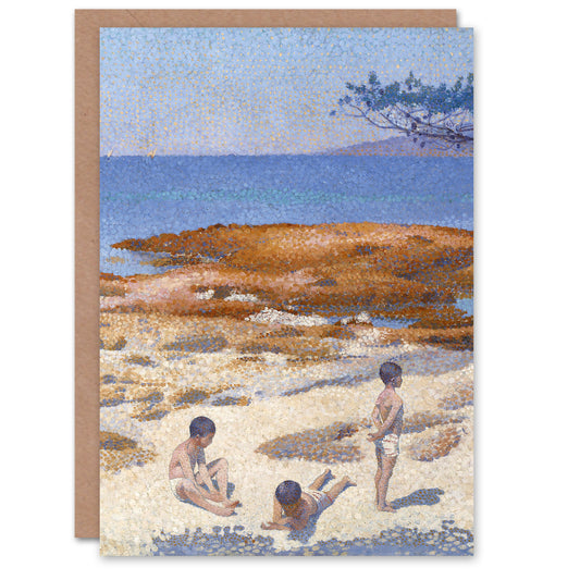 Henri Edmond Cross Beach at Cabasson Seaside Greetings Card