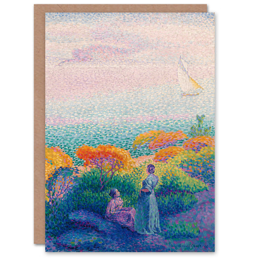 Henri Edmond Cross Two Women by Mediterranean Shore Greetings Card