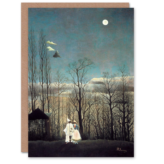 Henri Rousseau Carnival Evening Clown Couple Greetings Card